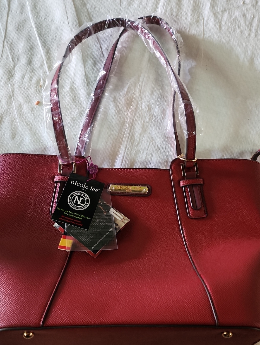 Nicole Lee Burgundy-Red Leatherette Tote